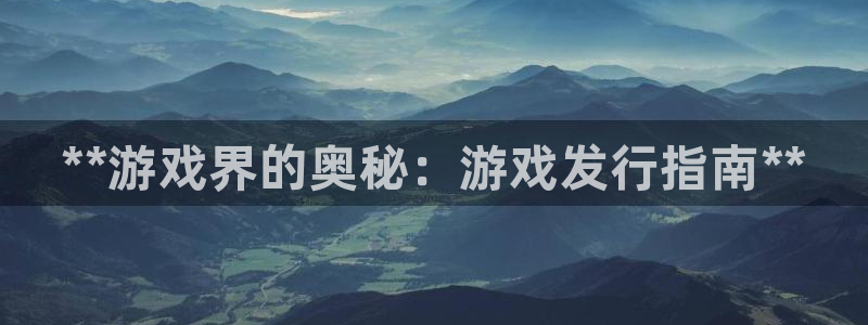 新航娱乐注册平台：**游戏界的奥秘：游戏发行指南**