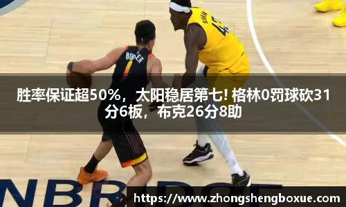 胜率保证超50%，太阳稳居第七! 格林0罚球砍31分6板，布克26分8助